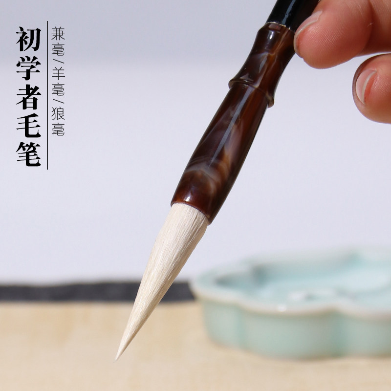 初学者毛笔字书法专用兼毫套装狼毫羊毫国画书法小楷中楷行书初学者小学生入门文房四宝绘画隶书用专业毛笔