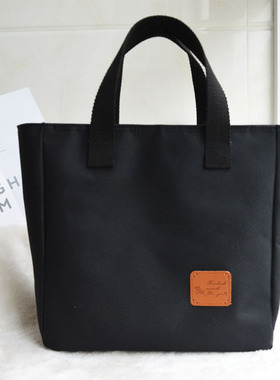 夏季带饭包手提饭盒袋女时尚上班族黑色便当袋手提包饭盒包饭袋子