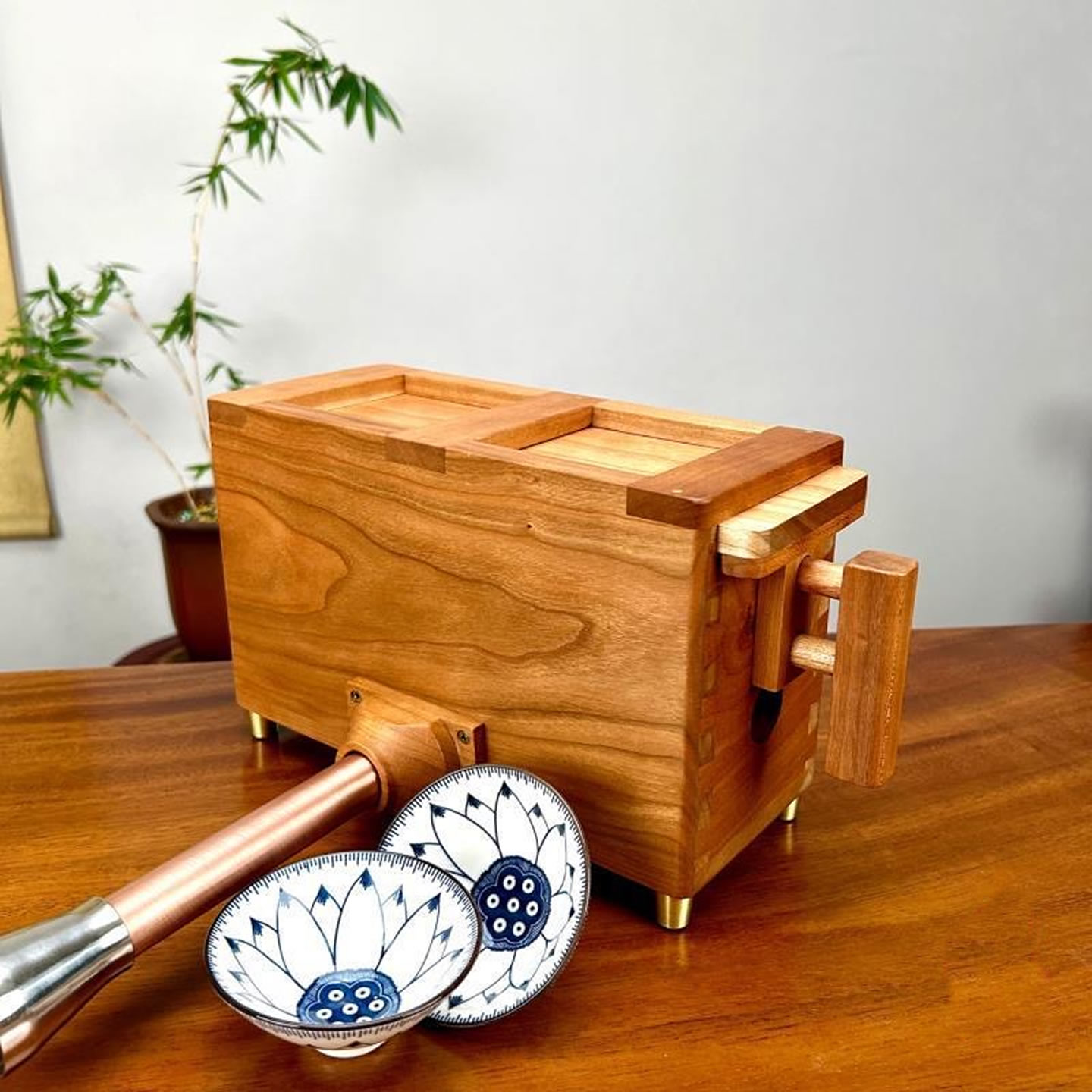 手工樱桃木小风箱围炉煮茶炭炉