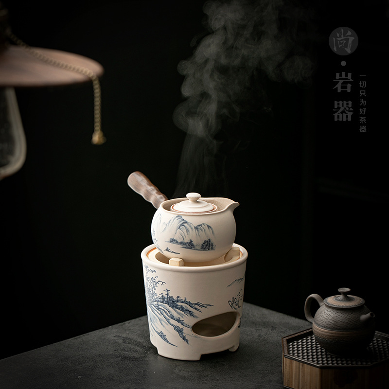 复古白色侧把壶带过滤单壶围炉煮茶全套泡茶器复古罐罐茶煮茶器