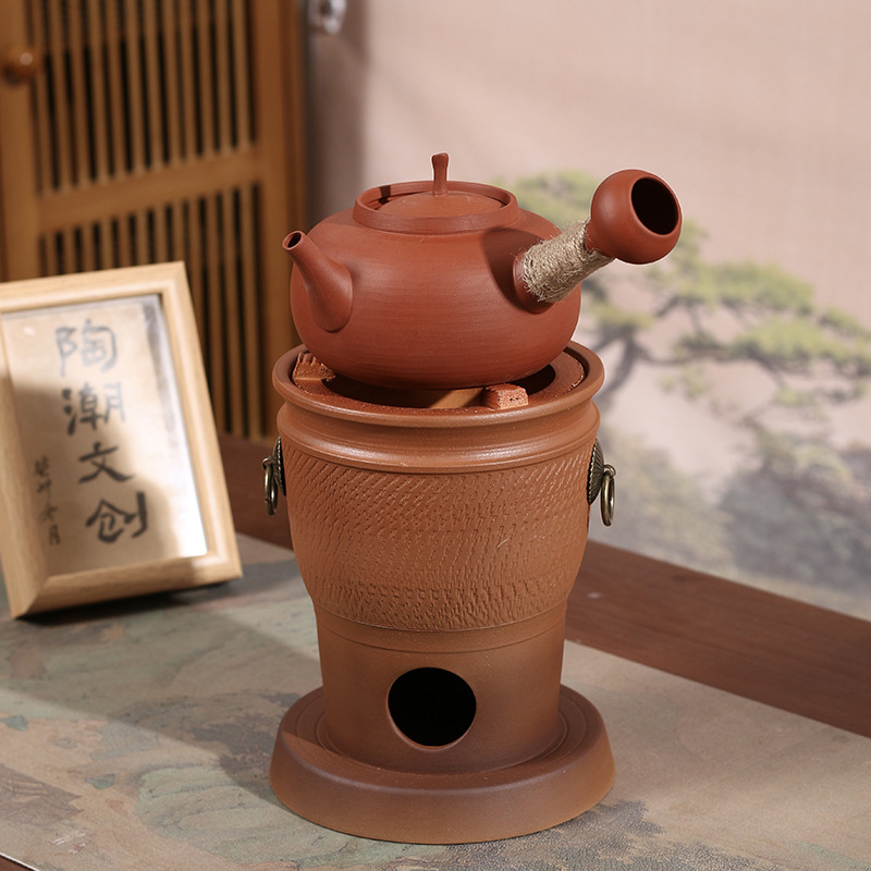 【陶潮文创】潮州工夫茶粗陶跳刀多用炭炉烧水耐用户外防爆炭炉结