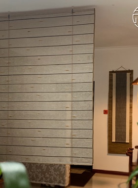 风水帘可升降卷帘阳台客厅玄关屏风装饰软隔断门帘麻布艺遮挡挂帘