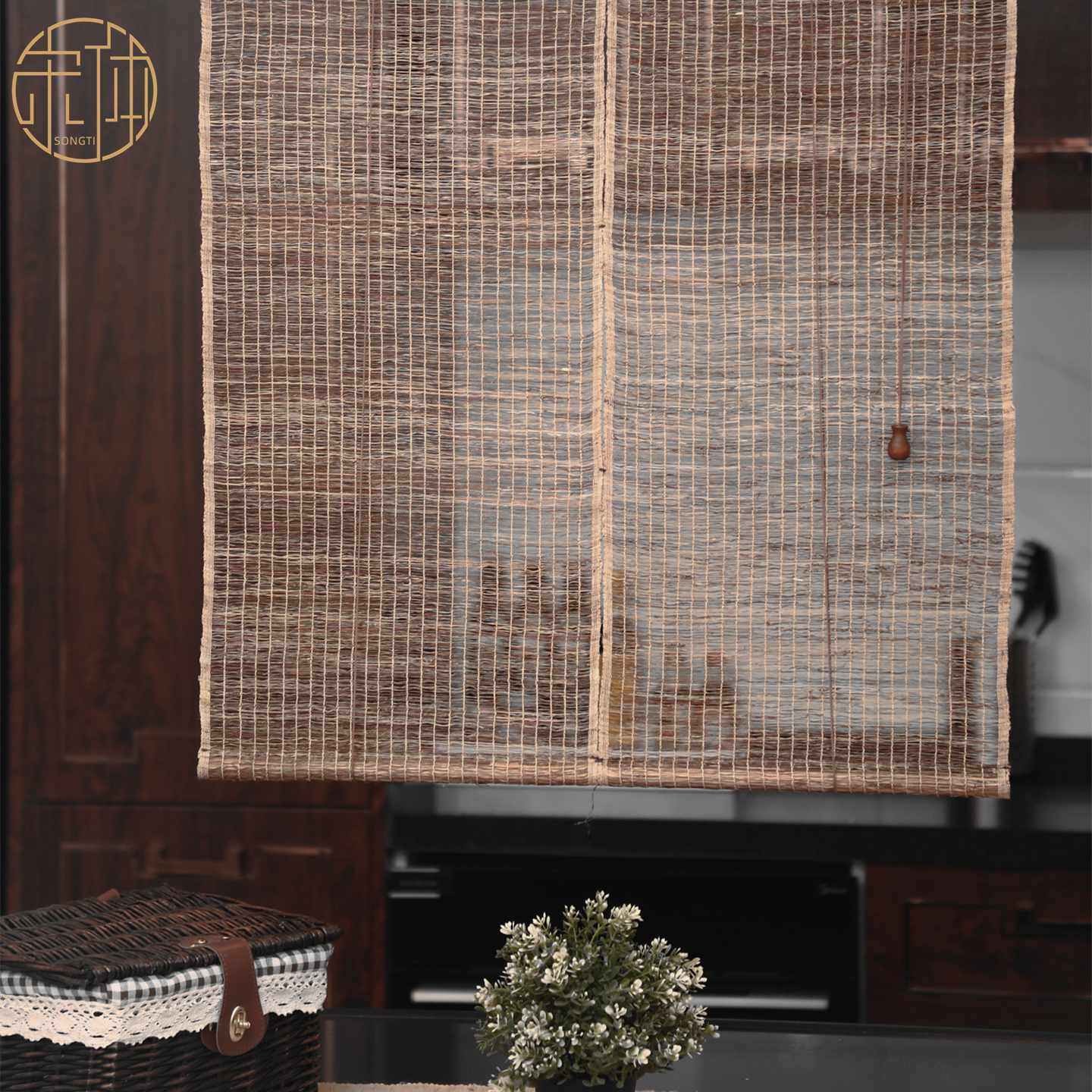 手工苎麻非遗夏布挂帘风水遮挡免打孔可升降门窗隔断卷帘屏风玄关