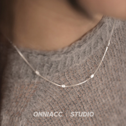 椭圆银球项链女短款锁骨链纯银