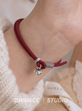 柿柿如意柿子吊坠红绳编织手链纯银999足银高级感轻奢小众送闺蜜