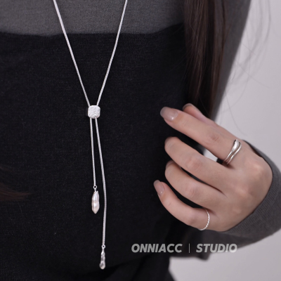 天然巴洛克珍珠流苏项链纯银