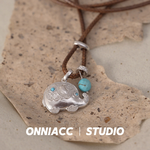 泰国大象小象吊坠挂件项链女纯银长款 毛衣链配饰高级感轻奢小众