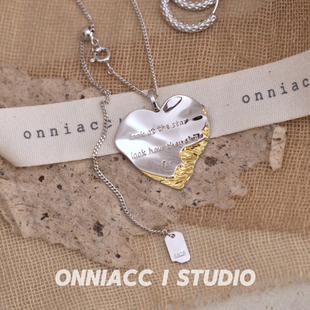 字母褶皱爱心项链女长款 毛衣链纯银配饰秋冬高级感轻奢小众简约