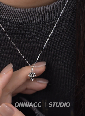 小松果吊坠项链女锁骨链纯银高级感轻奢小众简约复古2026年新款