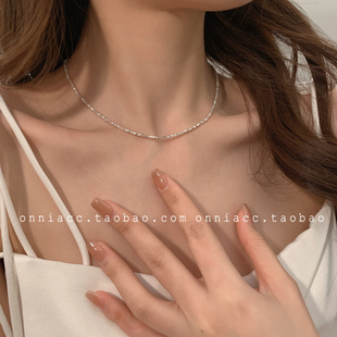 碎银子碎银几两项链女锁骨链纯银简约极细ins高级设计感小众轻奢