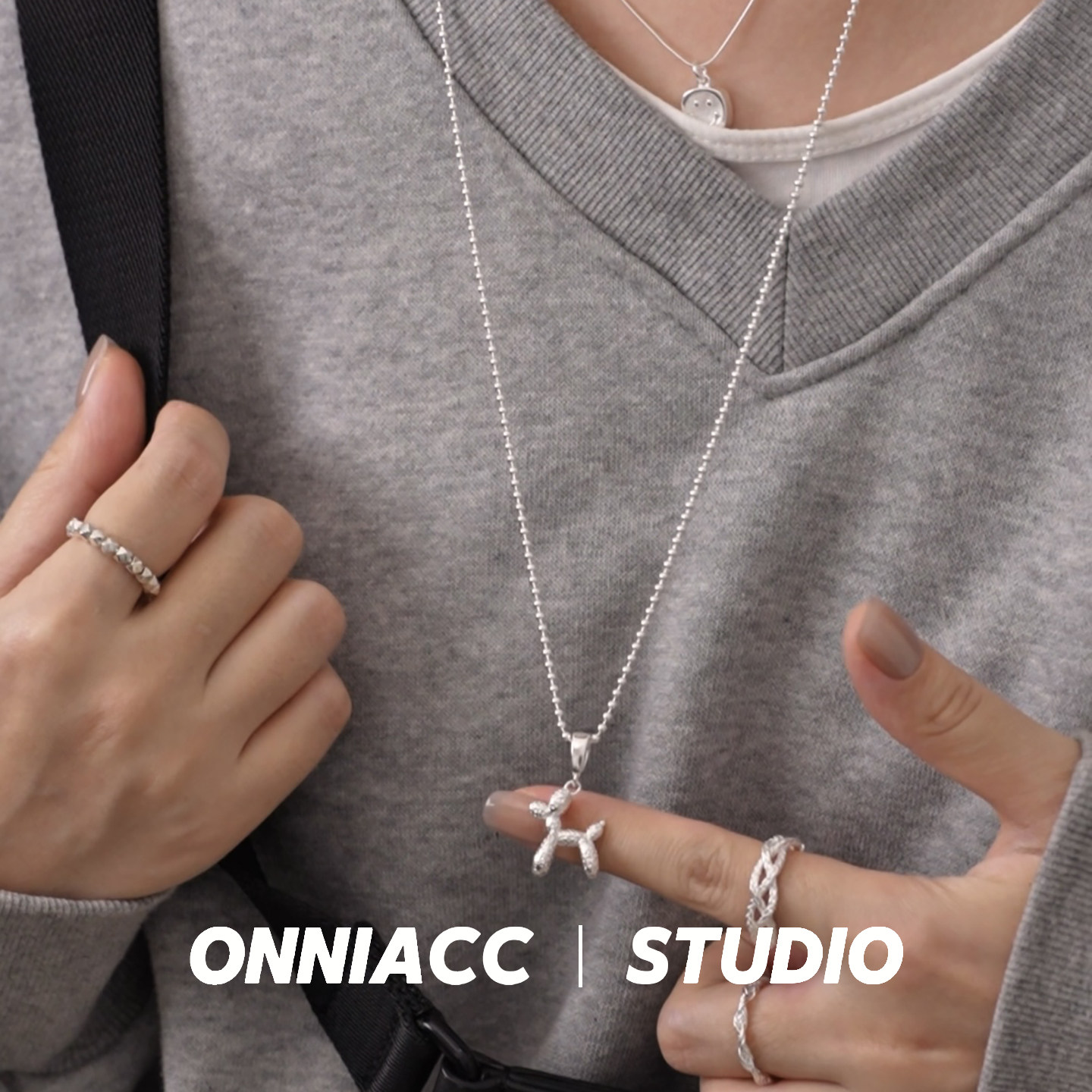 气球狗小狗项链纯银长款毛衣链