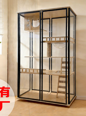 猫笼别墅家用实木猫笼室内猫柜猫舍猫咪猫屋猫豪华全透明双层别墅