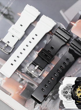 硅胶手表带适配卡西欧baby–g系列女款BA-110 100 120  130 300黑