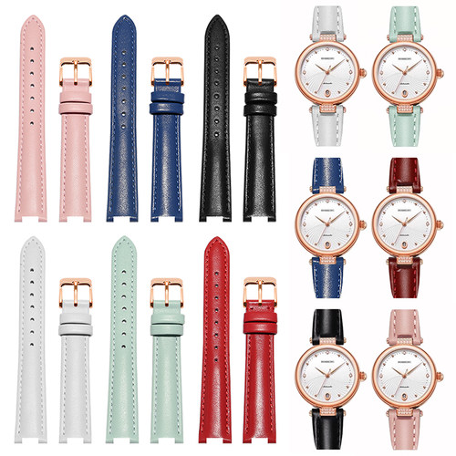 女士真皮手表带适配罗西尼飞亚达阿玛尼MK西铁城芙丽格雅凹口表链