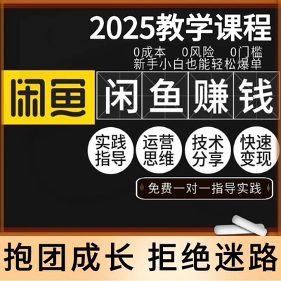 网络副业闲鱼赚钱教程手机挣钱小项目一对一实操咸鱼运营课程创业