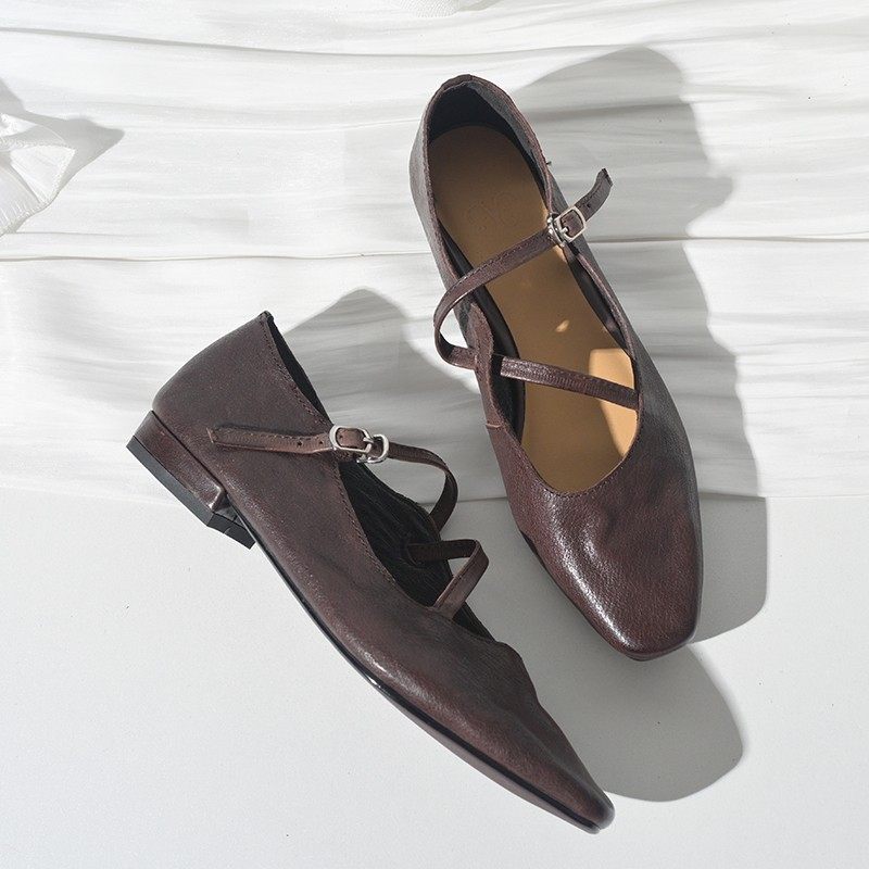 步享法式复古一字带玛丽珍鞋女软底尖头平底真皮浅口单鞋2025新款,女鞋,玛丽珍鞋,淘宝优惠券,粉丝福利购,淘宝优惠卷