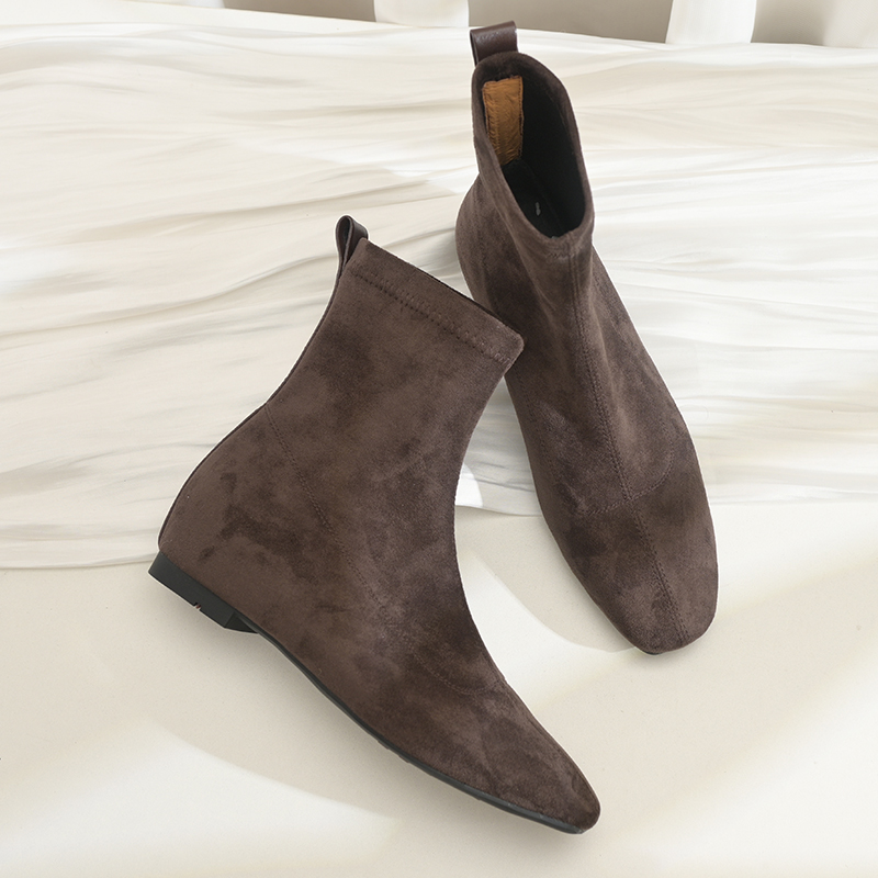 步享绒面短靴女瘦瘦靴通勤