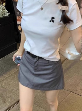【韩国购】Restandretion辣妹气质短袖T恤女夏运动风显瘦休闲上衣