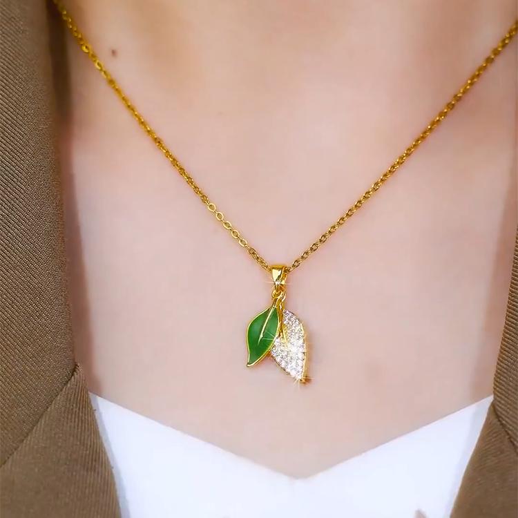 2024热销款轻奢复古洋气个性百搭简约日常通勤青枝绿叶项链锁骨链