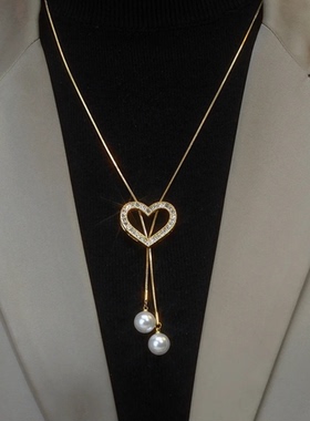 臻萌其它铜微镶水波女爱心项链