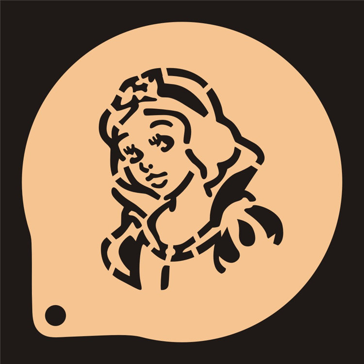 3寸白雪公主糖粉筛喷花模饼干印花模咖啡拉花蛋糕图案撒粉模具