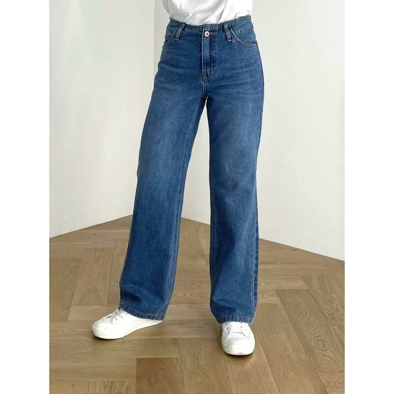 韩国adlib个性裤腰设计直筒长裤