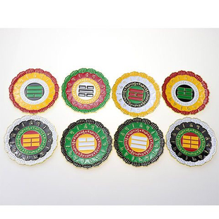 烤漆版黄铜莲花边八卦室内补角盘8.5公分室内摆件风水用品