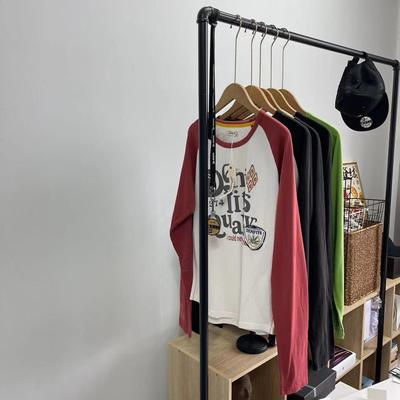 外贸春秋款女士学生t恤上衣打底宽松纯棉百搭插肩袖长袖贴布绣女