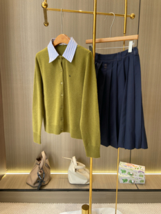 外套 可拆卸翻领针织开衫 渠道好货100%山羊绒 25早秋字母徽标长袖