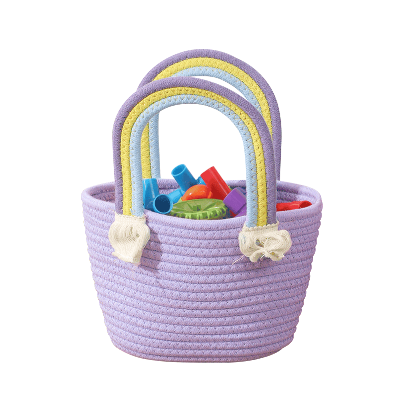 新款彩虹手提篮子宝宝满月周岁回礼儿童百日宴伴手礼编织生日礼盒