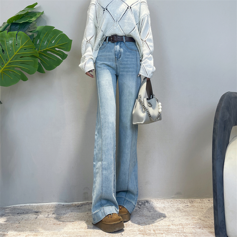 秋冬加绒新款百搭直筒阔腿裤