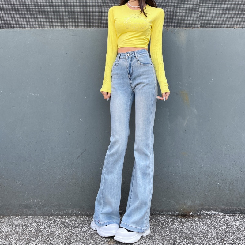 秋冬加绒网红同款水洗高腰喇叭裤