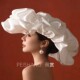 新娘头纱白色礼帽缎布泡泡结婚礼影楼拍照走秀款 造型头饰帽子复古