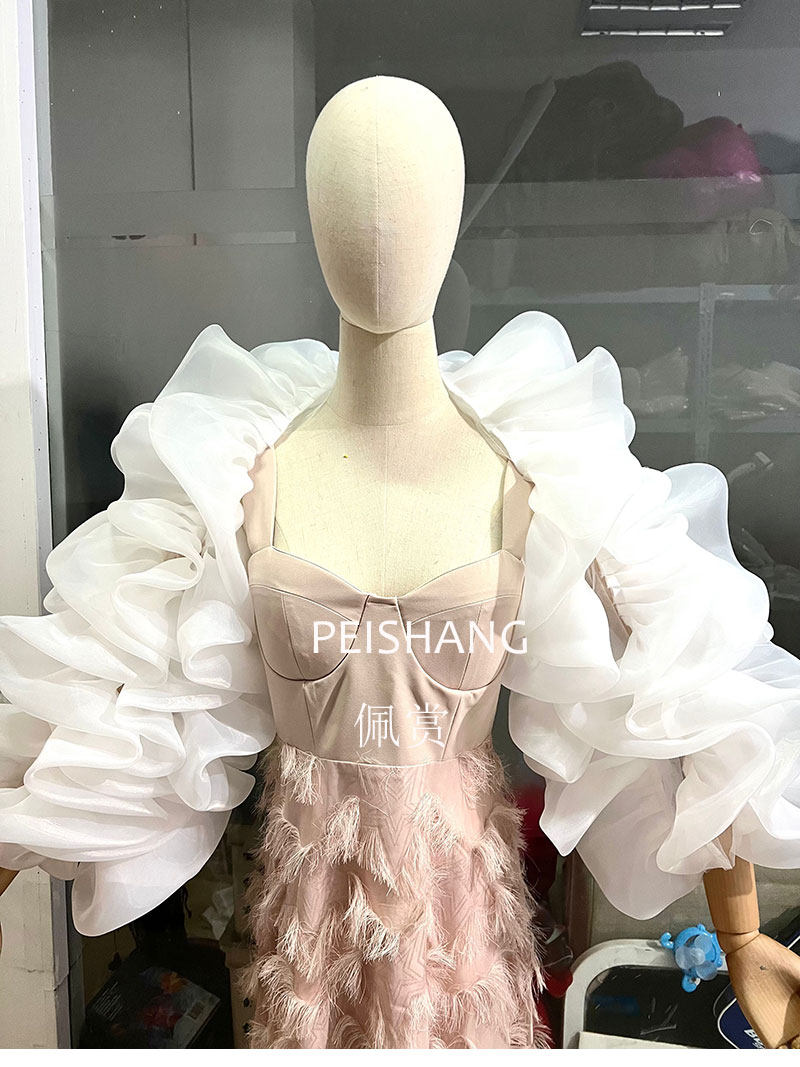 신부 목도리 흰색 거즈 스타일 연꽃 잎 주름 사진 스타일 장갑 손 소매 작은 목도리는 색상을 사용자 정의 할 수 있습니다