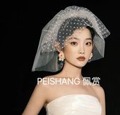 新款 双层短款 豆点网纱婚纱小头纱婚礼领证登记新娘头纱头饰配饰