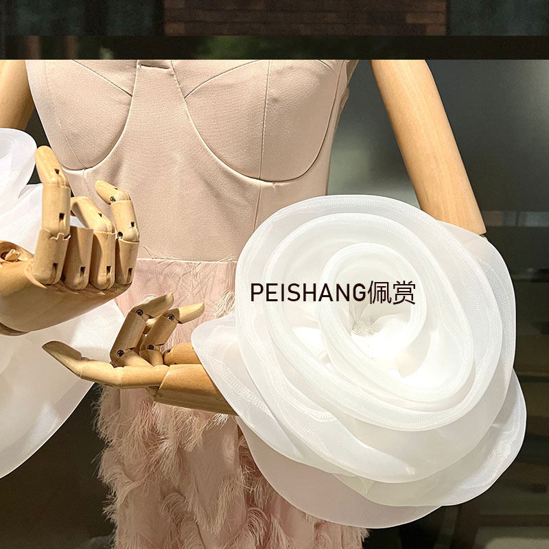 입체 장미 꽃 소매 흰색 웨딩 튜브 탑 웨딩 드레스 소매 팔 슬리브 팔 신부 장갑 액세서리 덮음