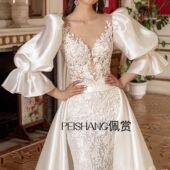 新娘手感长款 婚礼配饰 遮手臂臂袖 白色抹胸婚纱礼服手袖 泡泡袖