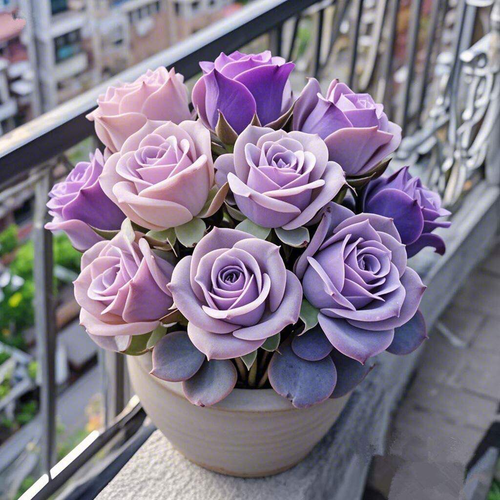 稀有多肉紫梦幻玫瑰组合盆栽紫粉高贵植物好养精致室内阳台办公室