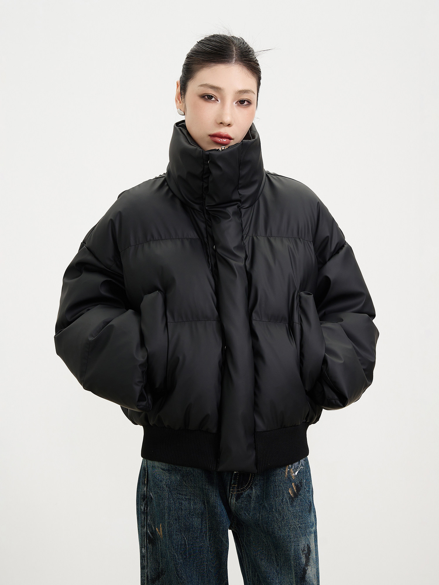 KISKO AMERICAN RETRO BROWN STAND COLLAR SHORT COTTON JACKET MENS WINTER NICHE THICKENED CLEANFIT COTTON JACKET