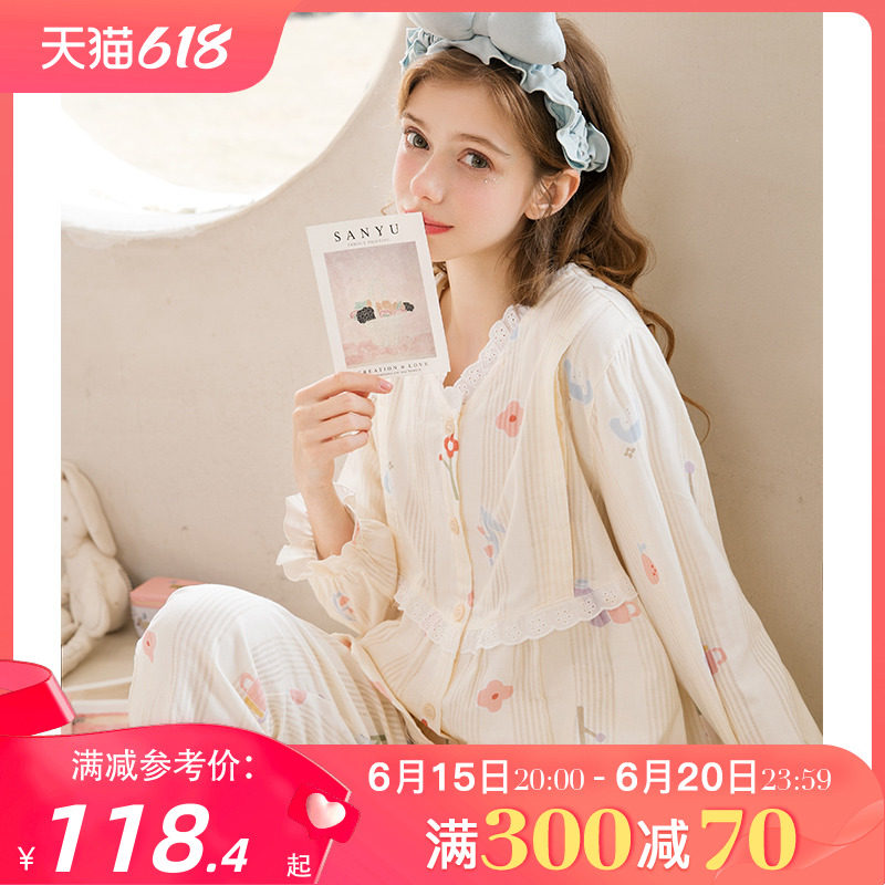 月子服夏季薄款产后纯棉纱布哺乳睡衣夏装女春秋怀孕期孕妇家居服