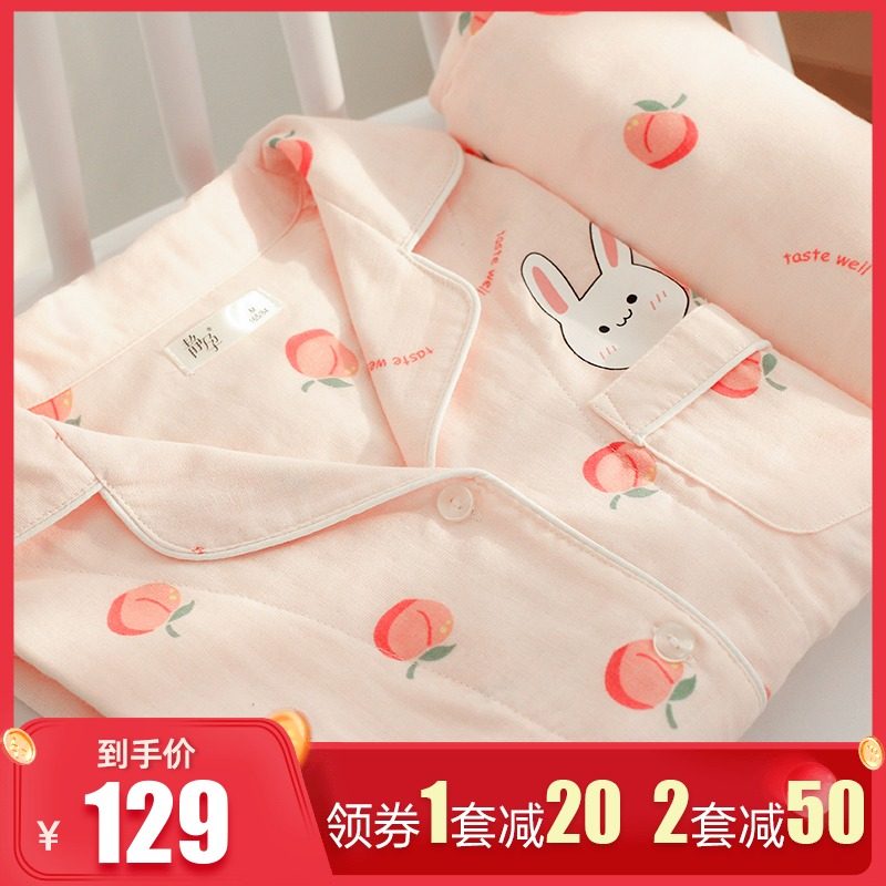 月子服夏季薄款产后孕妇睡衣哺乳纯棉纱布吸汗春秋7月份6喂奶网红