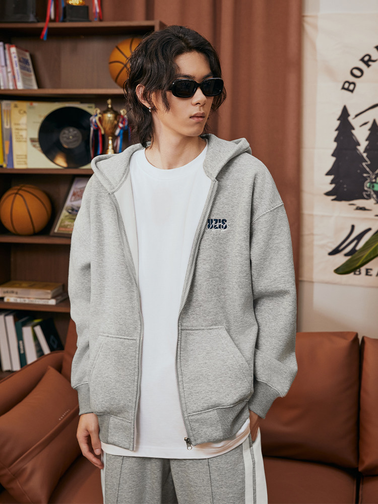 ASPIRANTS UZIS 니트 지퍼 스포츠 자켓 남성 캐주얼 루즈 농구 러닝 트레이닝 후드 티셔츠 LINGYUE