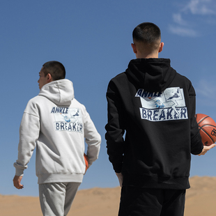 MAX%有志者UZIS针织篮球卫衣男秋季训练篮球印花连帽运动上衣脚踝