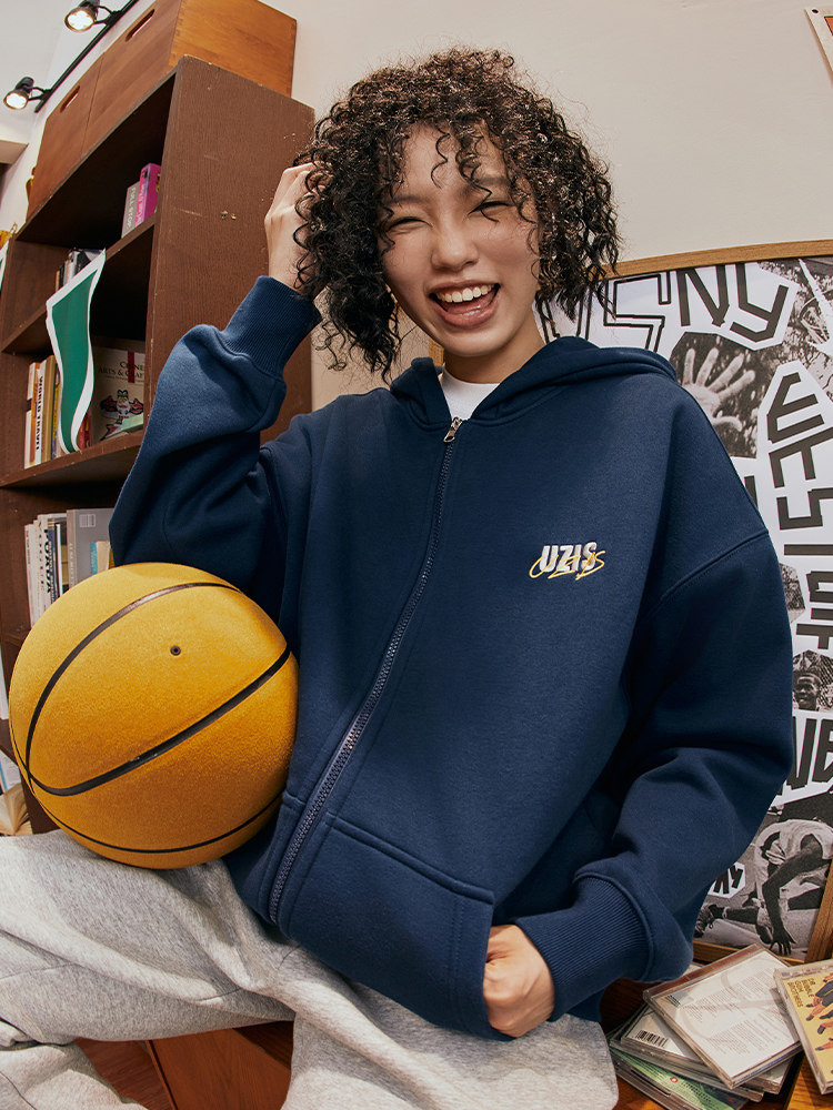 ASPIRANTS UZIS 니트 지퍼 스포츠 자켓 남성 캐주얼 루즈 농구 러닝 트레이닝 후드 티셔츠 LINGYUE