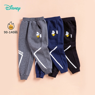 迪士尼童装男童薄绒裤子春秋冬中大童宝宝束脚裤休闲加绒长裤