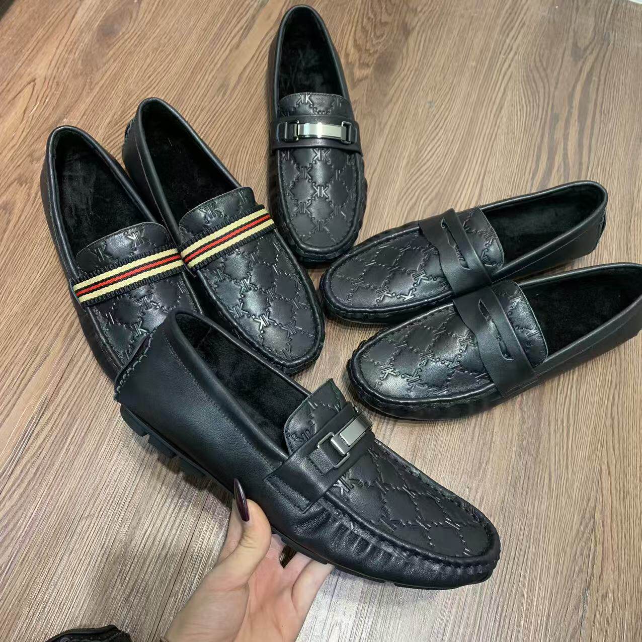 冬季真皮豆豆鞋加绒保暖