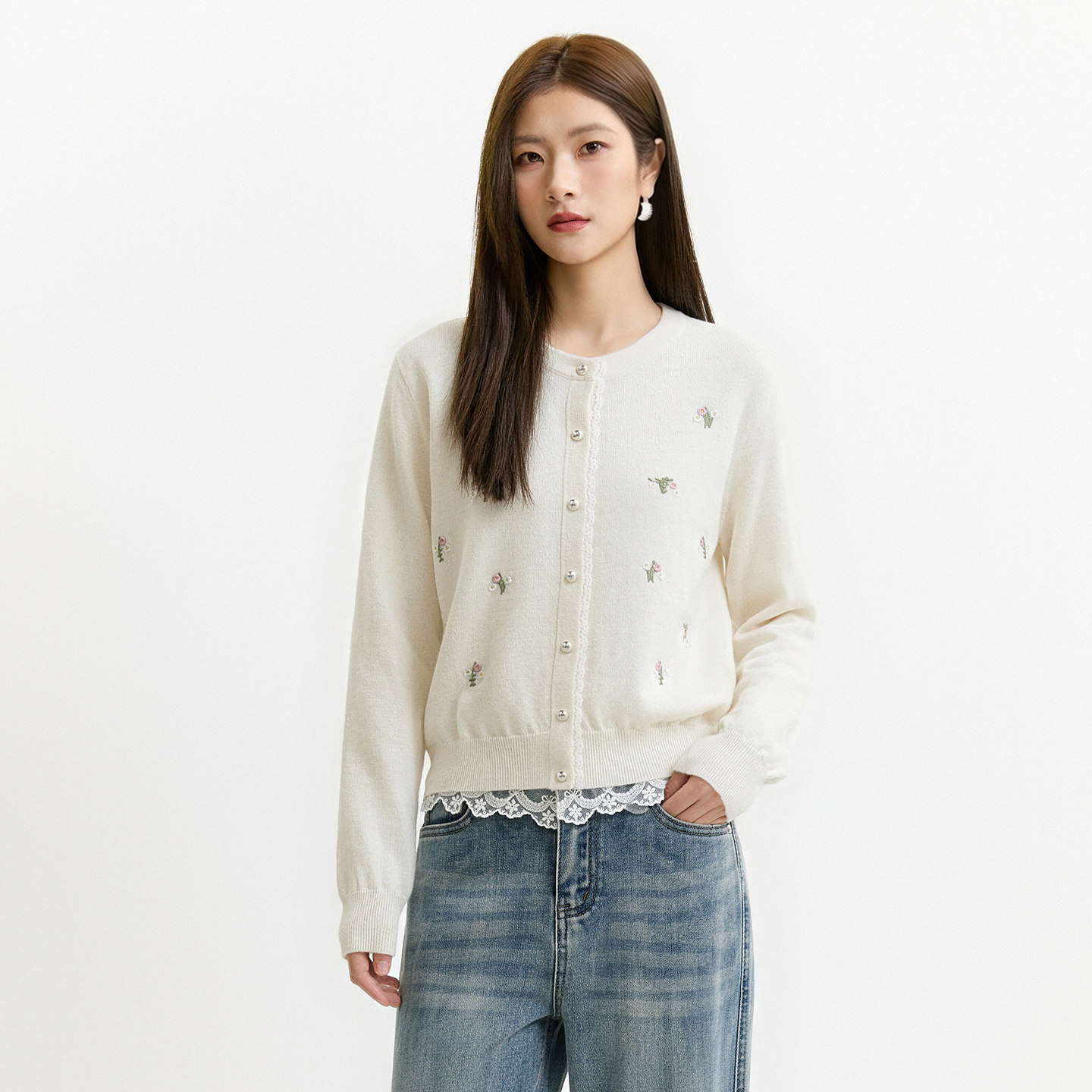 芭依璐羊毛显瘦短款针织开衫女