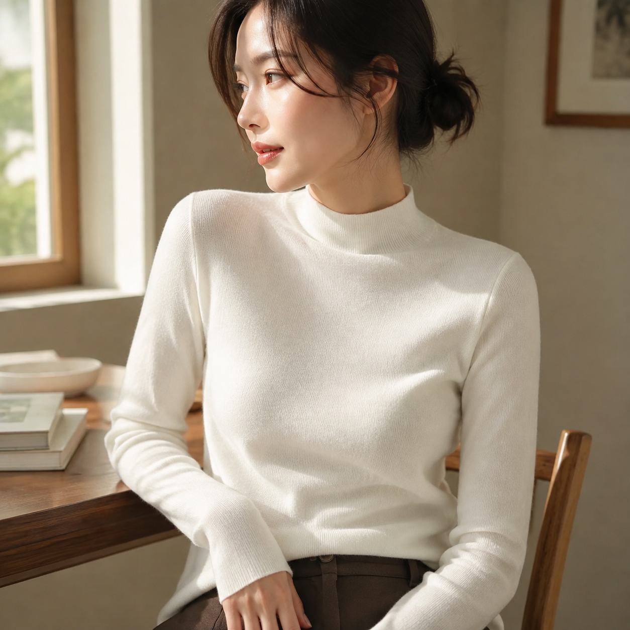 芭依璐秋季半高领修身打底毛衣女
