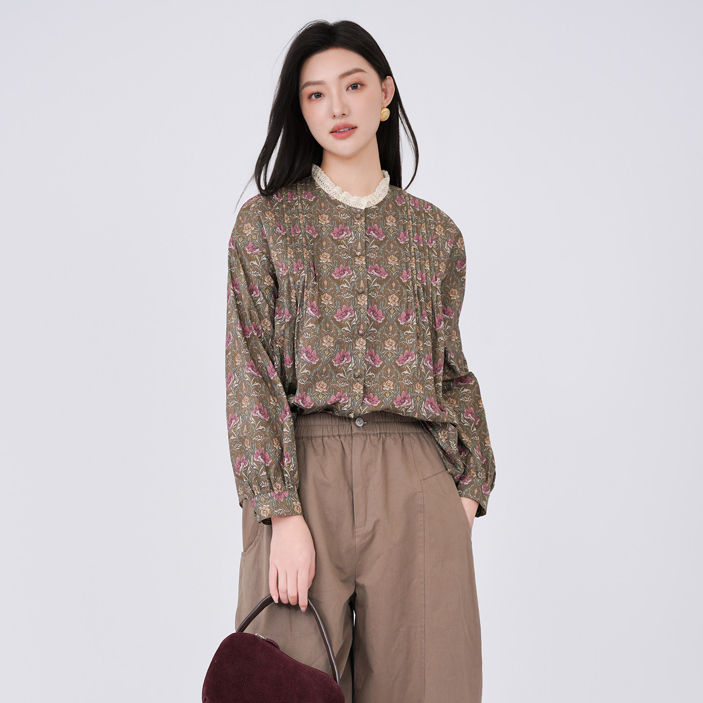 芭依璐2026春装蕾丝拼接韩版显瘦长袖衬衫女时尚百搭衬衣洋气女装,女装/女士精品,衬衫,淘宝优惠券,粉丝福利购,淘宝优惠卷