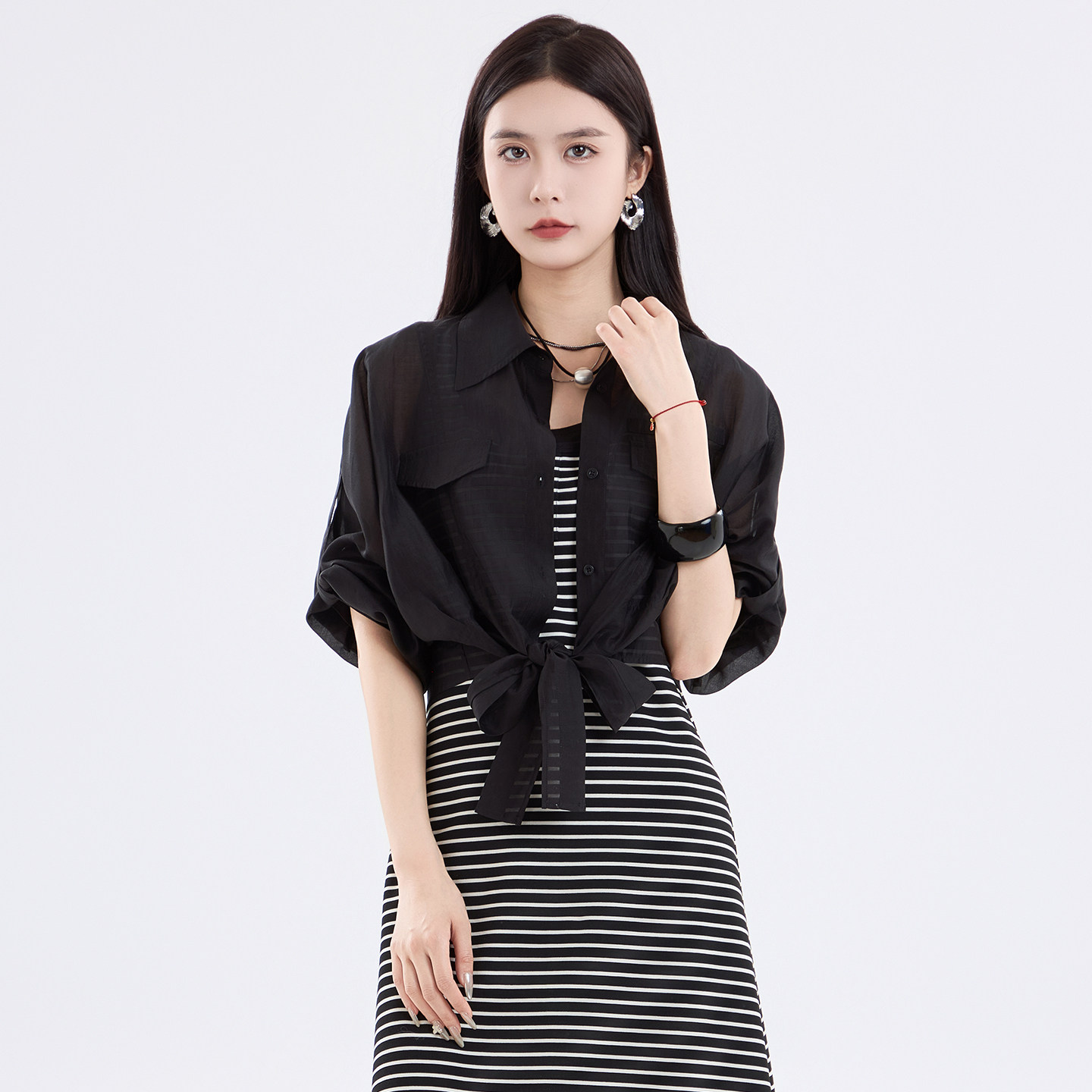 芭依璐2026夏季新款衬衫外套小披肩高级感衬衣防晒衣女外搭上衣